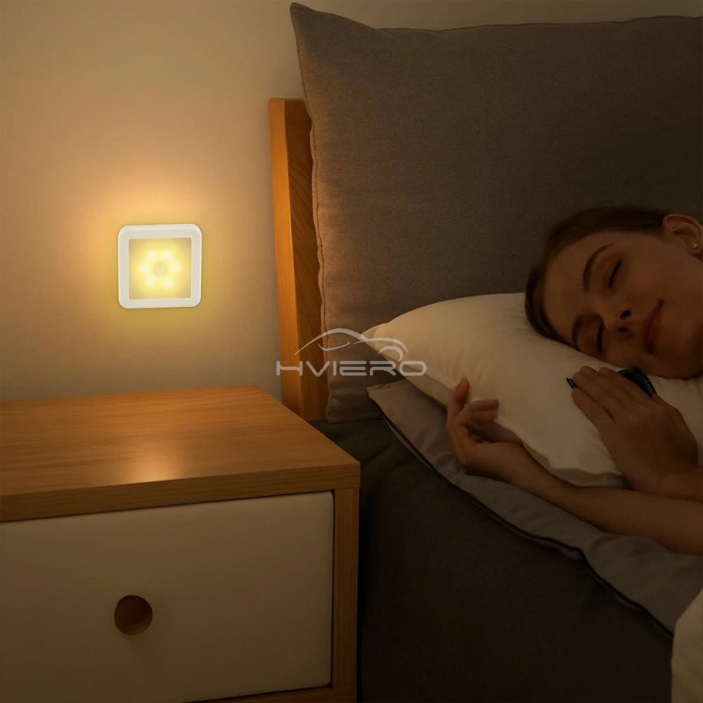 LED Night Light Smart Motion Sensor Battery USB Charging Operated Bedside Lamp Living Room Hallway Pathway Toilet Home Lighting