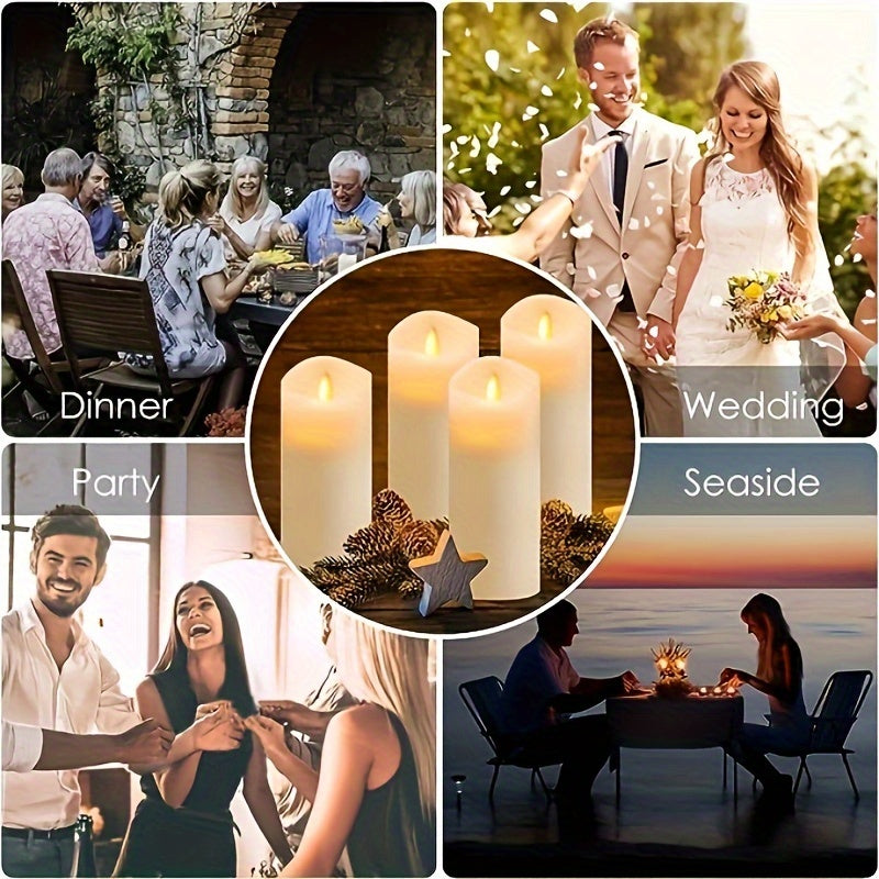 24 Indoor Outdoor Flameless Candles/set, LED Candles, With 4 Remote Controls And Timer (4 "high 5" "6" *2). 2"") Halloween Wedding Decoration, Home Decoration, Gift Giving, Battery Powered (no Plug)IP44