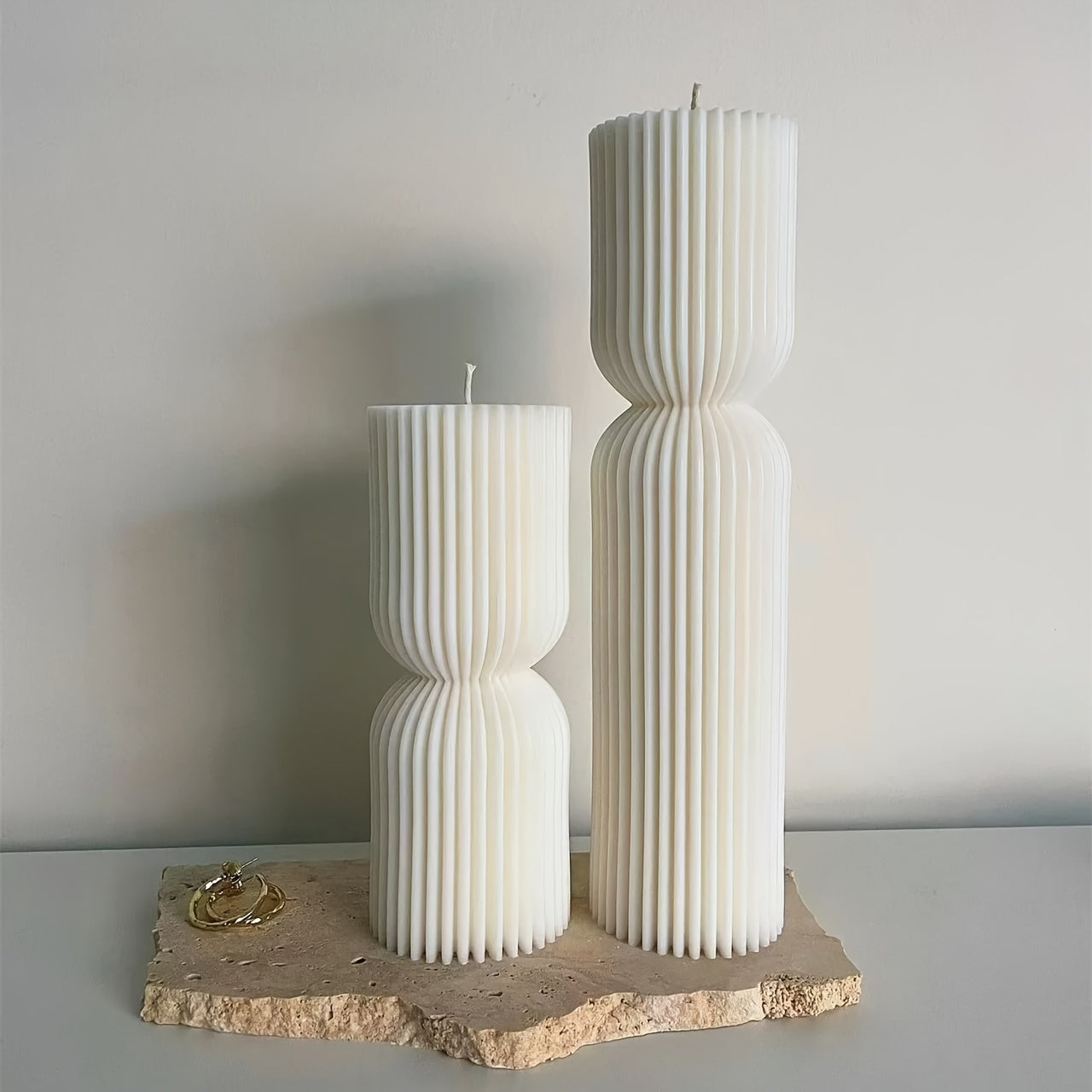 2pcs Premium Silicone Mold for Geometric Stripe Cylindrical and Tall Pillar Candles