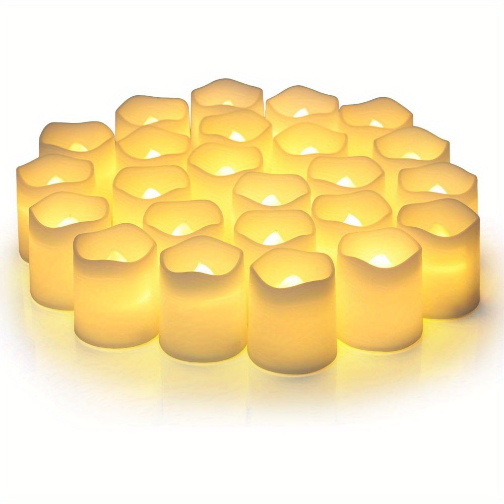 24pcs Flameless Votive Candles, Flameless Flickering Electric Fake Candle, 24 Pack Battery Operated LED Tea Lights In Warm White, For Wedding, Table, Festival, Halloween, Christmas Decorations