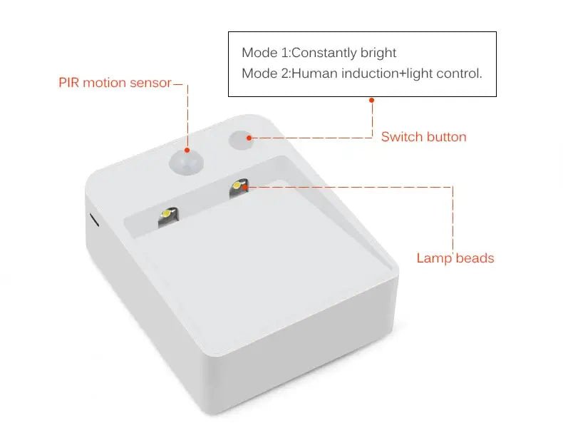 AA Battery Powered Wall Lamp, PIR Motion Sensor, Auto On, Off, Cabinet, Stairs Lighting - PureShop