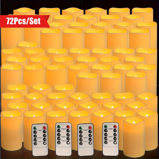 72 Indoor Outdoor Flameless Candle Lights, LED Candles with 4 Remotes And Timers (height 4 "5" 6 "X 2). 2 Inch) for Halloween Wedding Holiday Lights, Home Decorations, Gift-giving, Christmas IP44, Room Decor, Easter, Bedroom