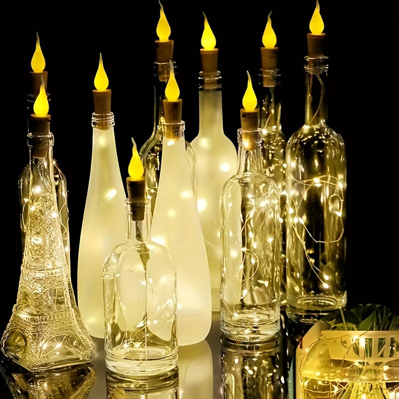 10packs Bottle Lights, LED Flameless Candles Cork Bottle String Lights, Battery Powered Silver Wire Mini Fairy Lights DIY, Party, Christmas, Wedding Decoration