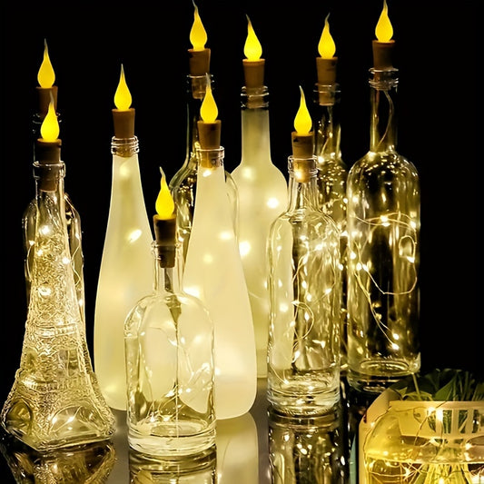 10packs Bottle Lights, LED Flameless Candles Cork Bottle String Lights, Battery Powered Silver Wire Mini Fairy Lights DIY, Party, Christmas, Wedding Decoration
