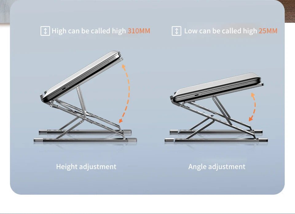 Adjustable Aluminum Laptop Stand for MacBook, Foldable Cooling Table - PureShop