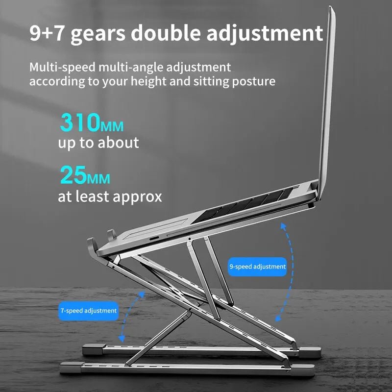 Adjustable Aluminum Laptop Stand for MacBook, Foldable Cooling Table - PureShop