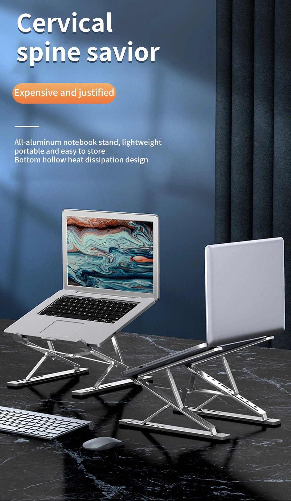 Adjustable Aluminum Laptop Stand for MacBook, Foldable Cooling Table - PureShop