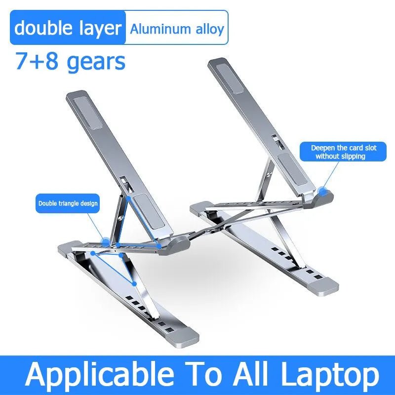 Adjustable Aluminum Laptop Stand for MacBook, Foldable Cooling Table - PureShop