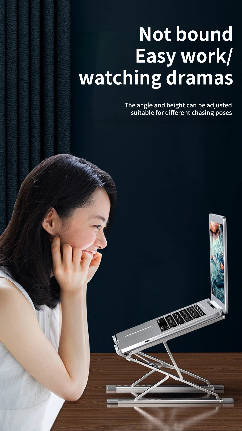 Adjustable Aluminum Laptop Stand for MacBook, Foldable Cooling Table - PureShop