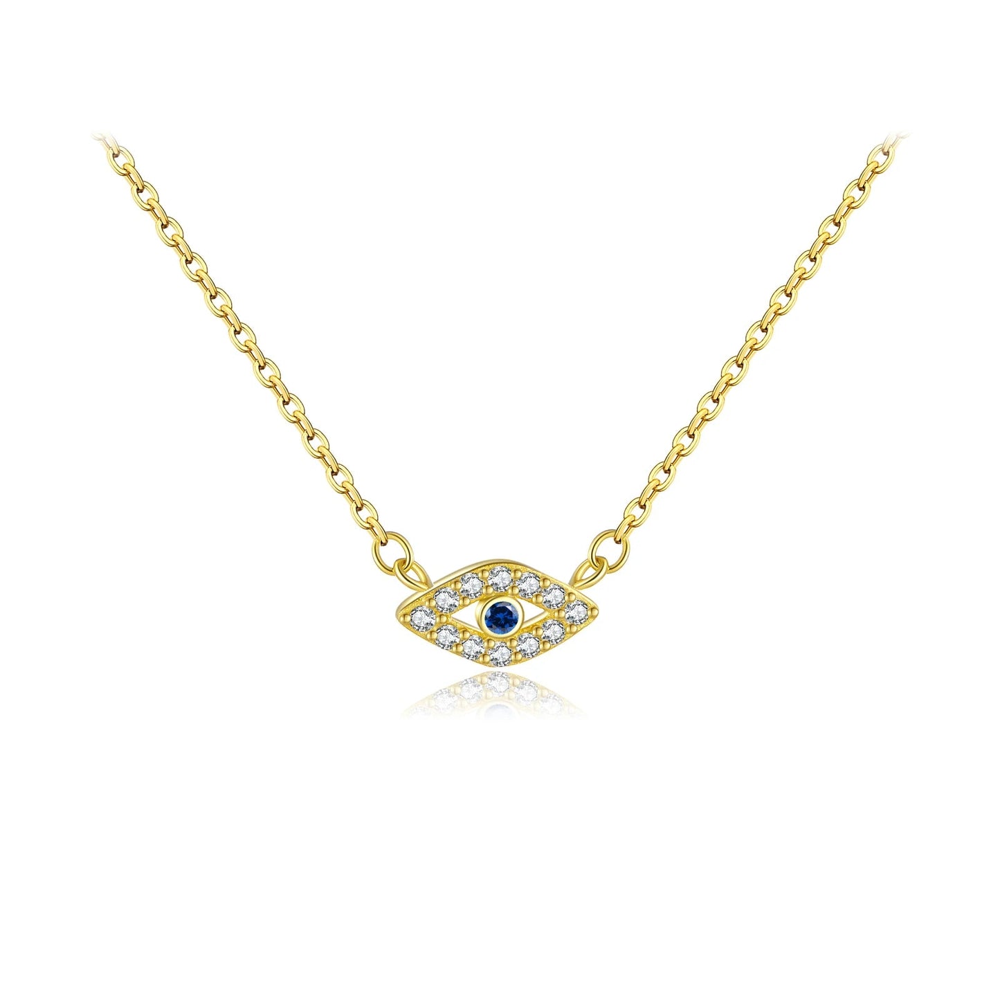 Sterling Silver Gold Locky Eye Blue Necklace - PureShop