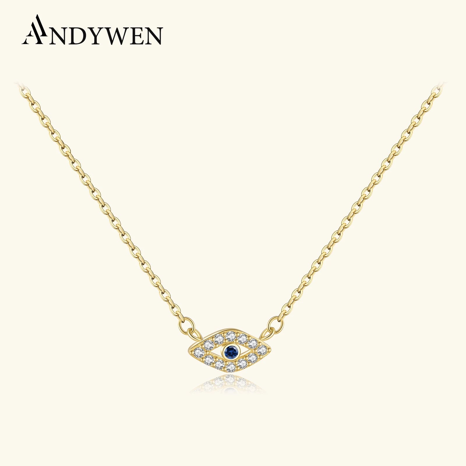 Sterling Silver Gold Locky Eye Blue Necklace - PureShop