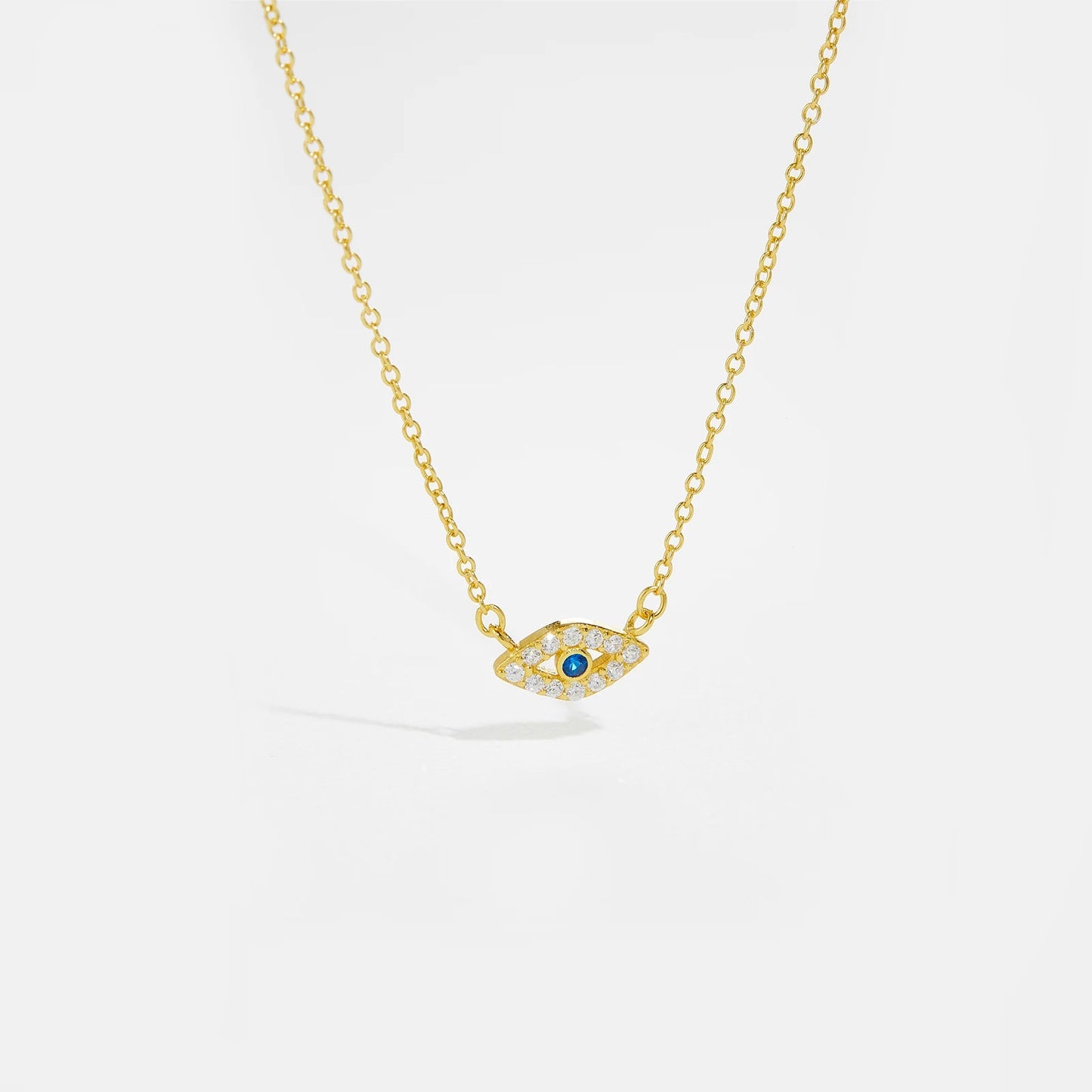 Sterling Silver Gold Locky Eye Blue Necklace - PureShop