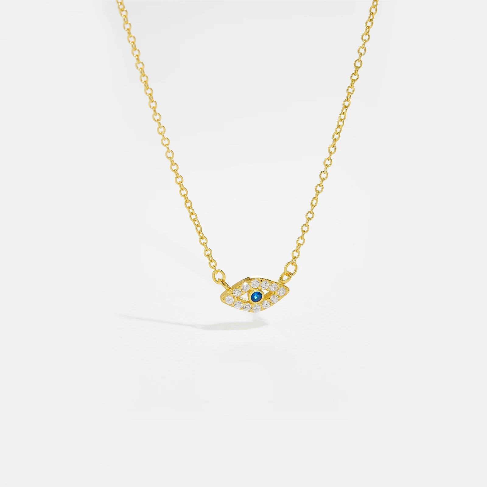 Sterling Silver Gold Locky Eye Blue Necklace - PureShop