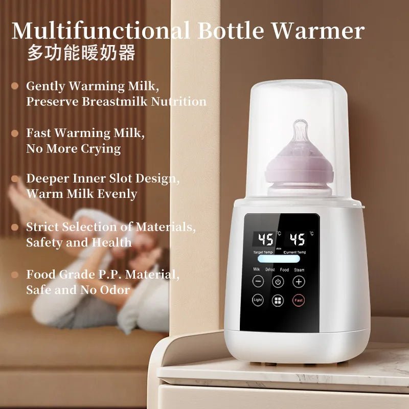 Baby Bottle Warmer & Sterilizer 6-in-1Multifuntion Breast Milk Warmer Accurate Temperature Control Baby Bottle Heater - PureShop
