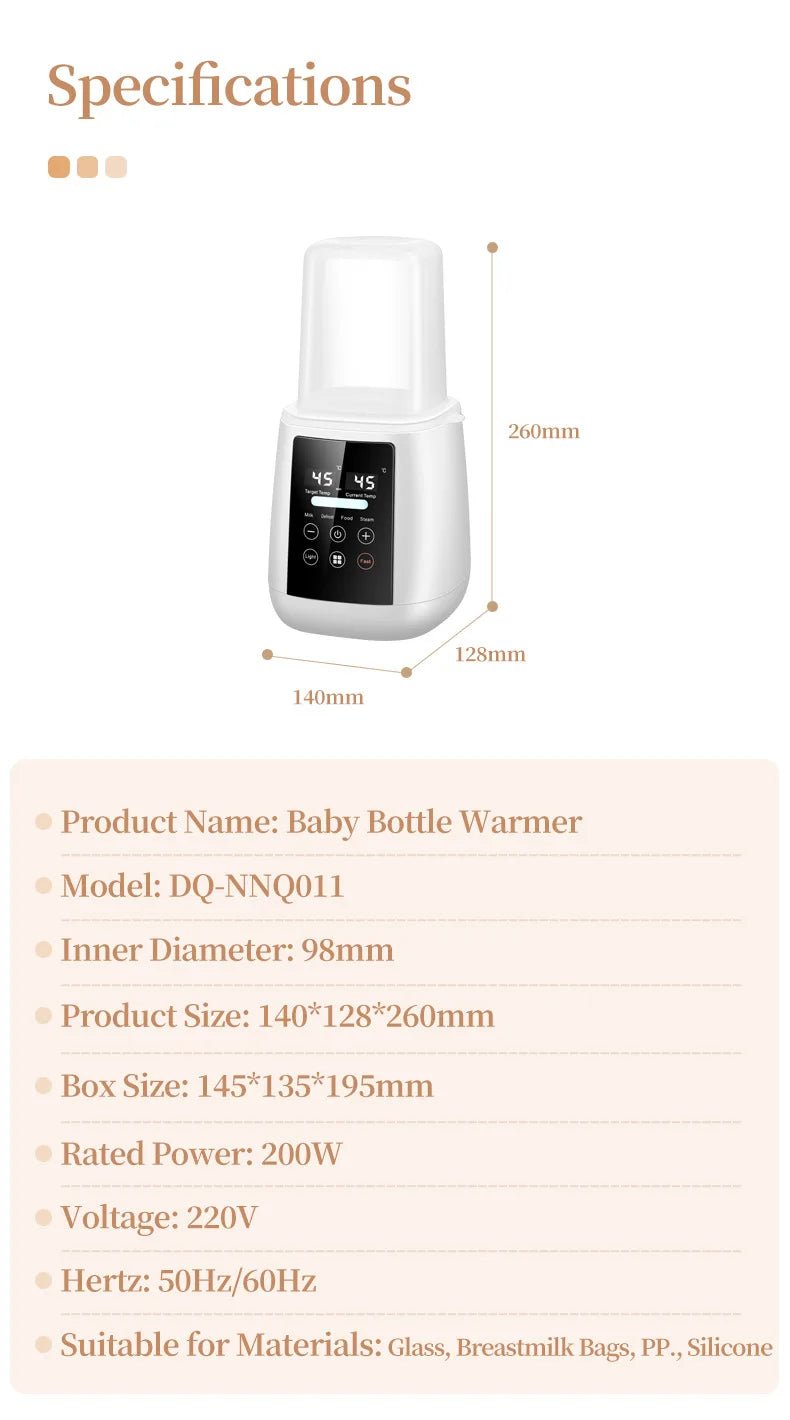 Baby Bottle Warmer & Sterilizer 6-in-1Multifuntion Breast Milk Warmer Accurate Temperature Control Baby Bottle Heater - PureShop