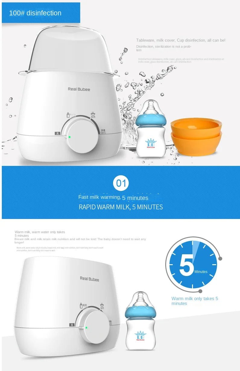 Baby Bottles Milk Warmer Food Heater Steam Sterilizer 5-Minute Fast Warming Precise Temperature Control Double Milk Warmer - PureShop