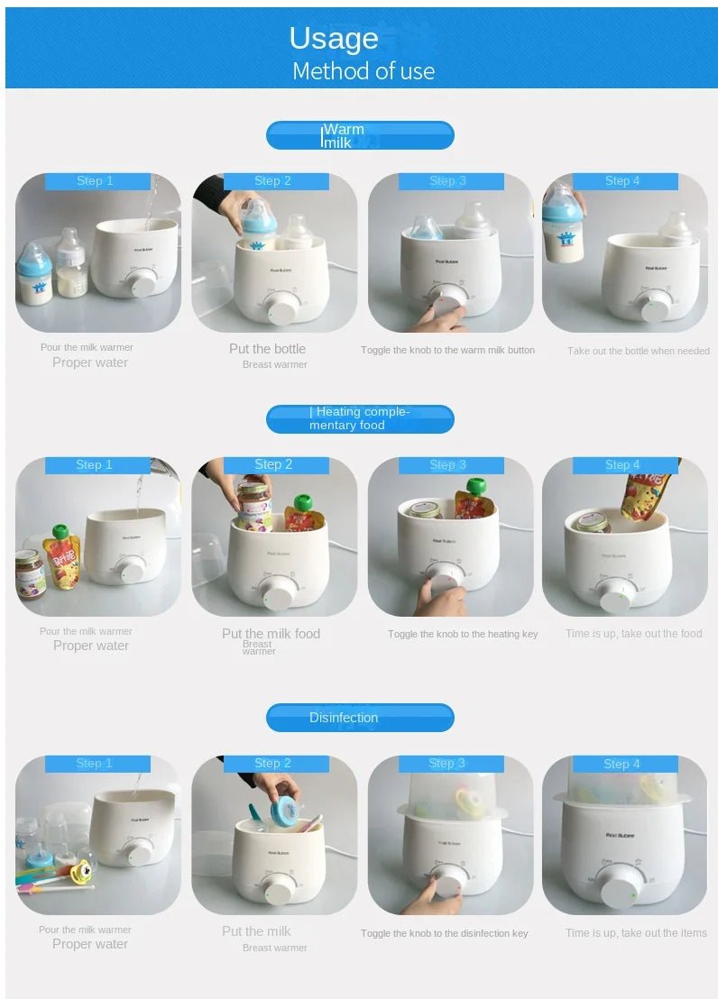 Baby Bottles Milk Warmer Food Heater Steam Sterilizer 5-Minute Fast Warming Precise Temperature Control Double Milk Warmer - PureShop