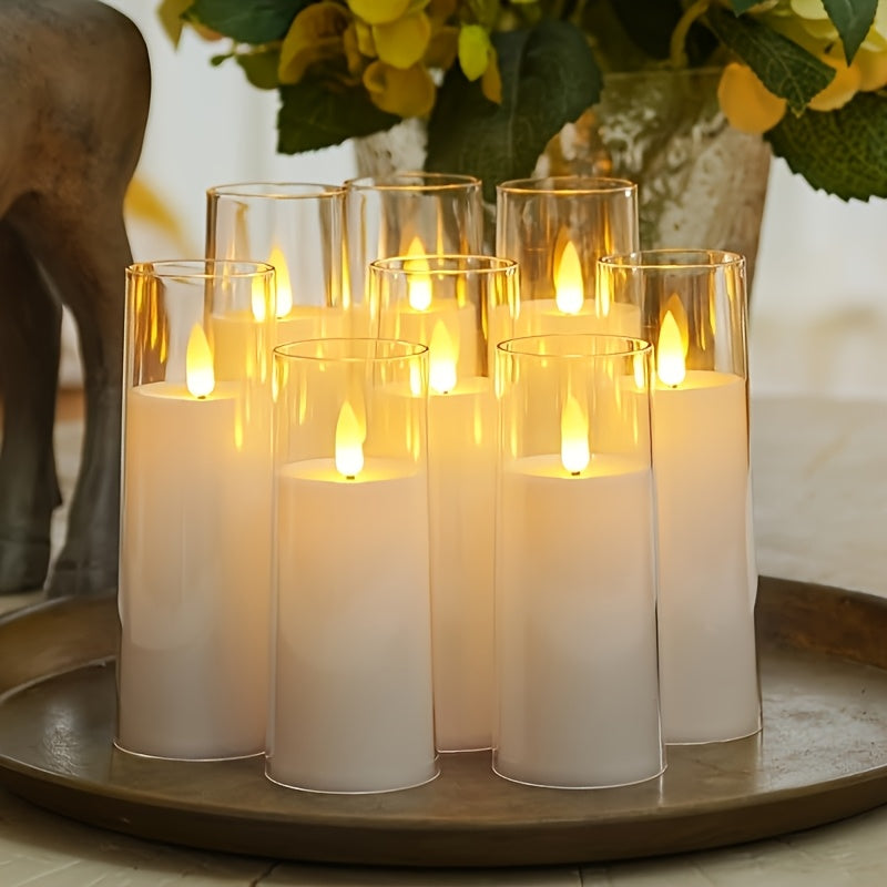 9pcs Flameless Candles, Flickering LED Pillar Candles, Battery Operated Candles with Remote & Timer, Decorative, Valentine's Day, Wedding, Home Decoration, Halloween, Christmas, Best for Christmas