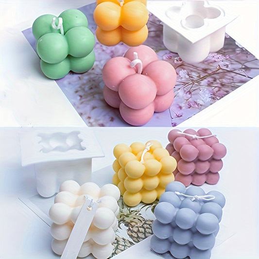 Silicone Candle Mold Set - 1pc/4pcs Octahedron & Cube Shapes for DIY Candles, Epoxy Resin Crafts,Clay Decorations, Wax Making, Decorative Rings