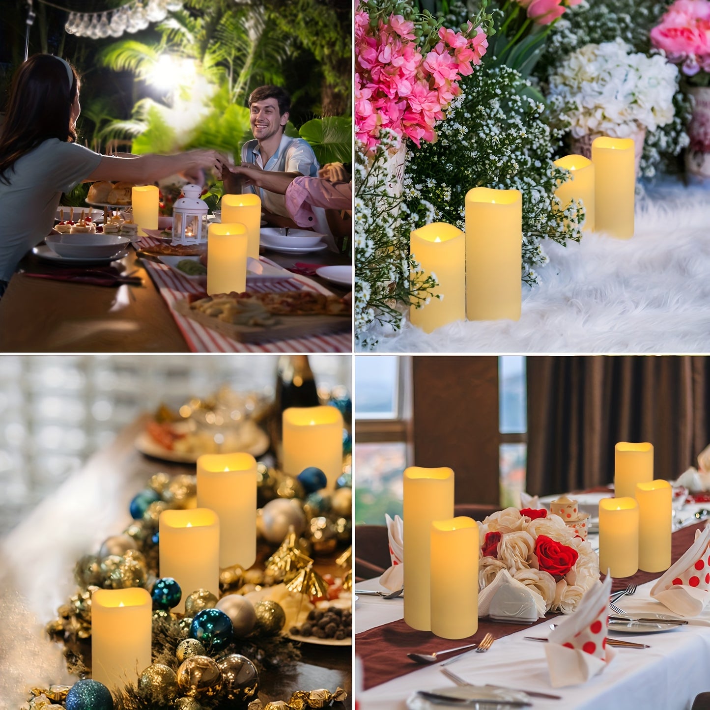 24 Indoor Outdoor Flameless Candles/set, LED Candles, With 4 Remote Controls And Timer (4 "high 5" "6" *2). 2"") Halloween Wedding Decoration, Home Decoration, Gift Giving, Battery Powered (no Plug)IP44