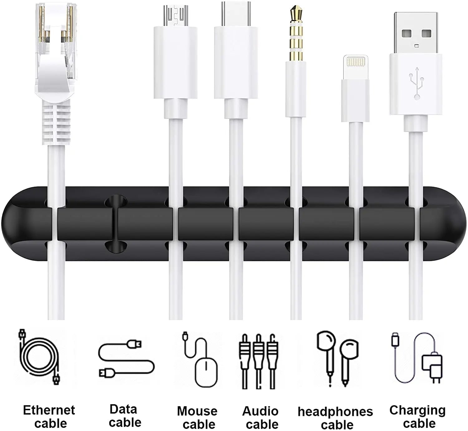 3-Pack Silicone Cable Clips for Desktop Cable Management - PureShop