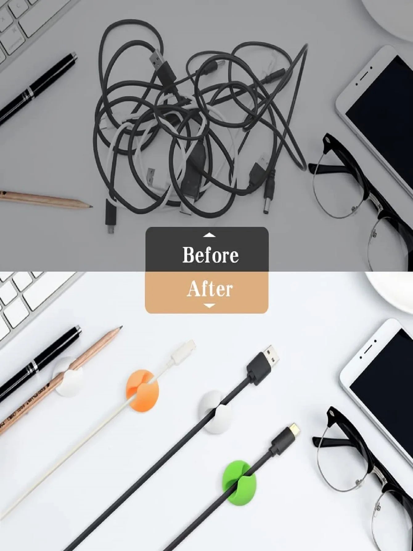 Cable Organizer Set: Clip, Tidy, Wind, Holder, Clasp - PureShop