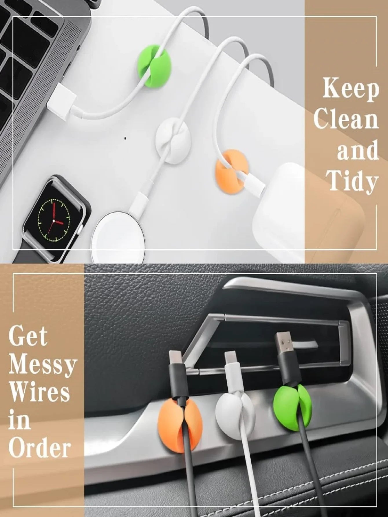 Cable Organizer Set: Clip, Tidy, Wind, Holder, Clasp - PureShop