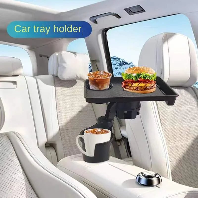 Adjustable Car Cup Holder with Food Table and 360-Degree Tray - PureShop