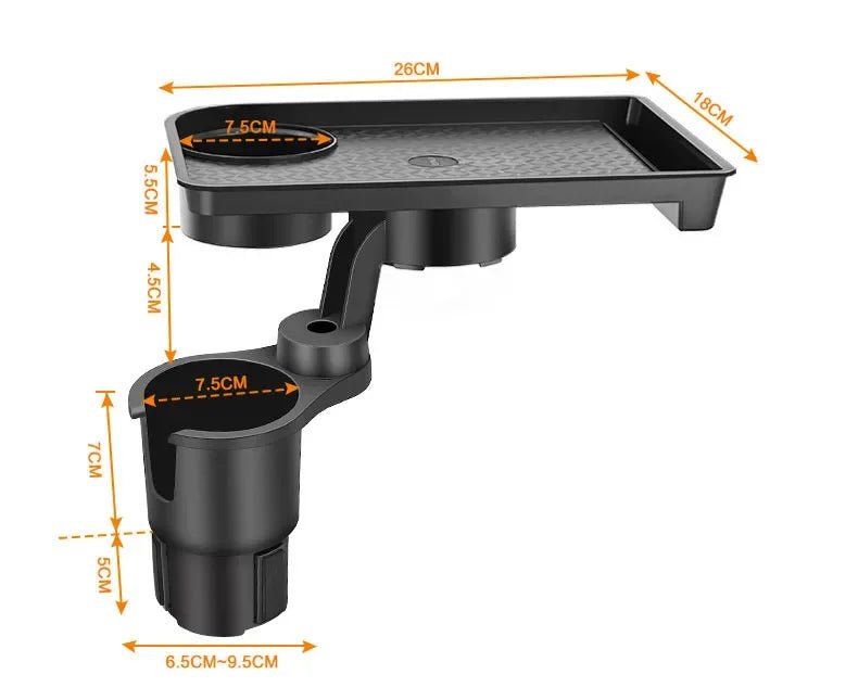 Adjustable Car Cup Holder with Food Table and 360-Degree Tray - PureShop