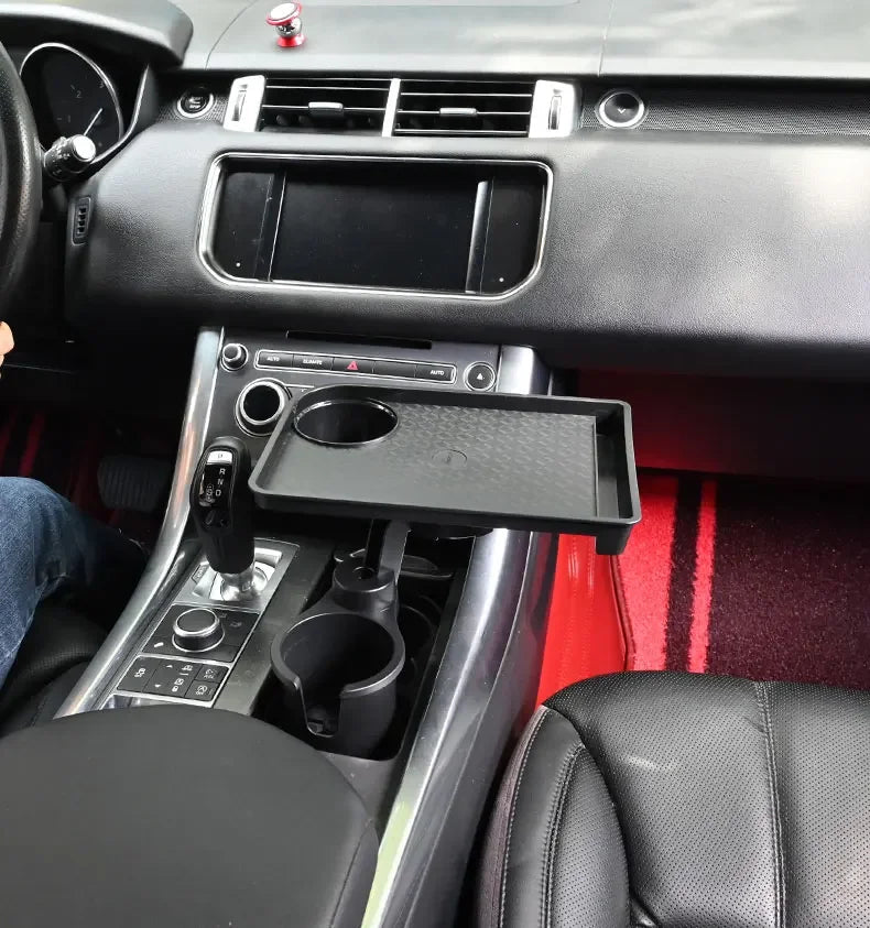 Adjustable Car Cup Holder with Food Table and 360-Degree Tray - PureShop