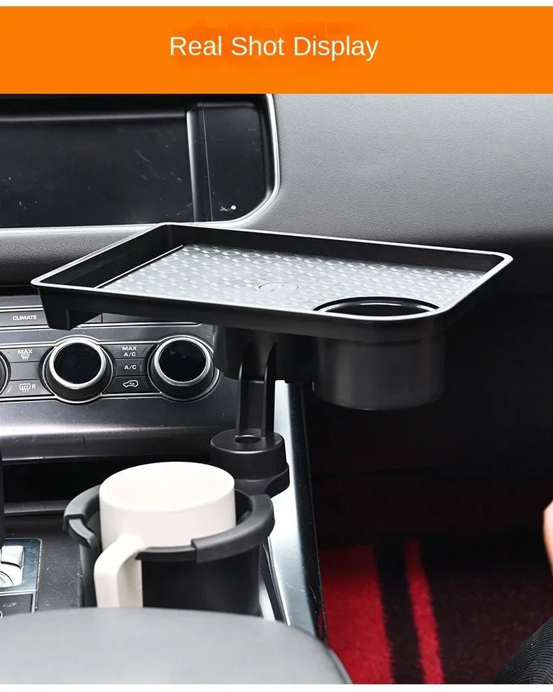 Adjustable Car Cup Holder with Food Table and 360-Degree Tray - PureShop