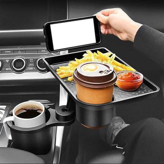 Adjustable Car Cup Holder with Food Table and 360-Degree Tray - PureShop