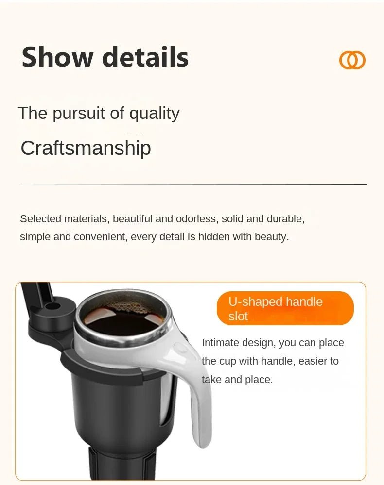 Adjustable Car Cup Holder with Food Table and 360-Degree Tray - PureShop