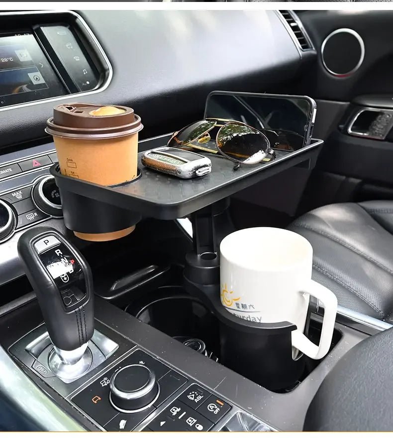 Adjustable Car Cup Holder with Food Table and 360-Degree Tray - PureShop