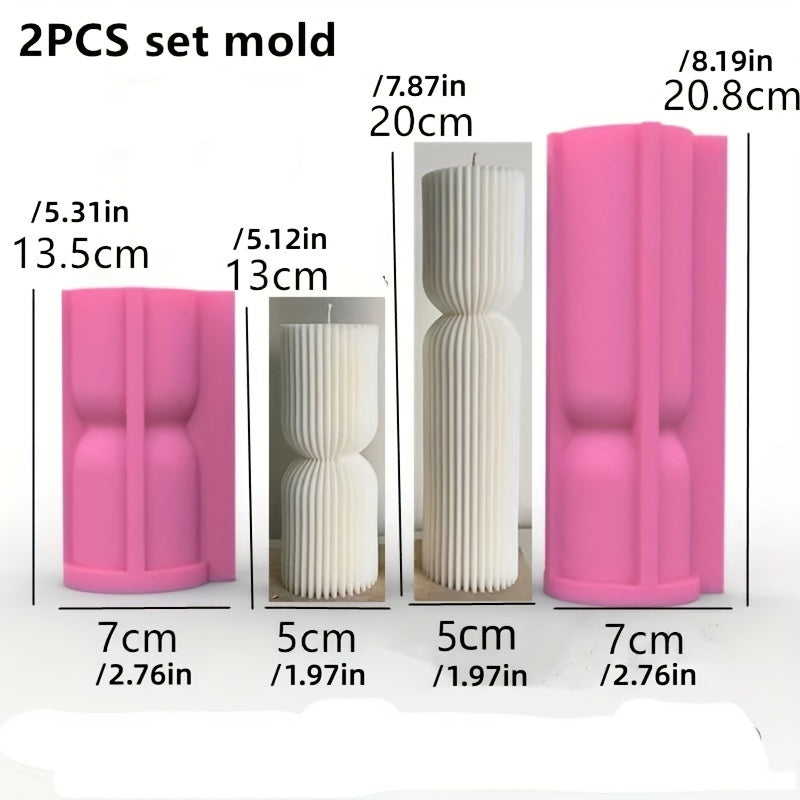 2pcs Premium Silicone Mold for Geometric Stripe Cylindrical and Tall Pillar Candles