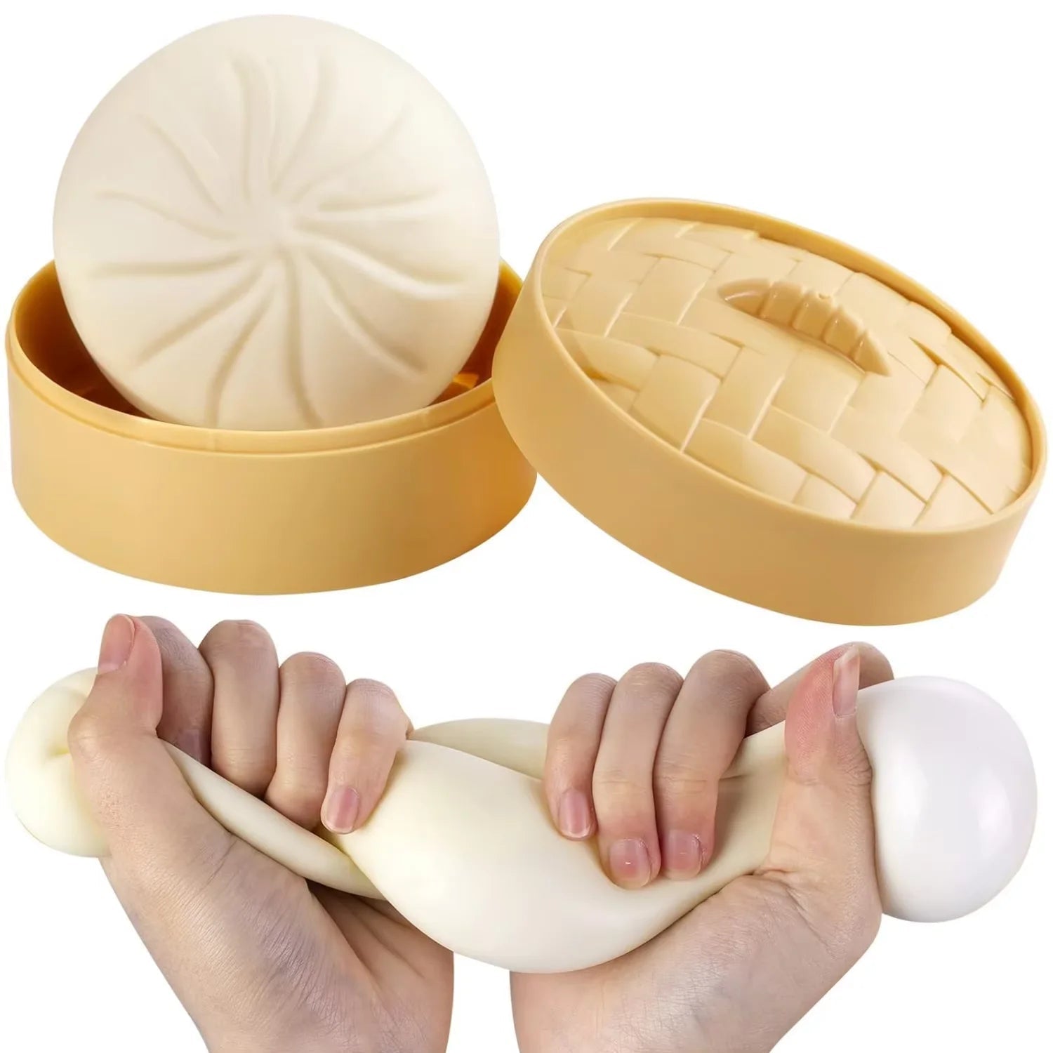 Colorful Dumpling Squishes Stress Balls Fidget Sensory Toys Simulation Food Squishies Bun with Steamer Squeeze Dough Ball Gifts - PureShop