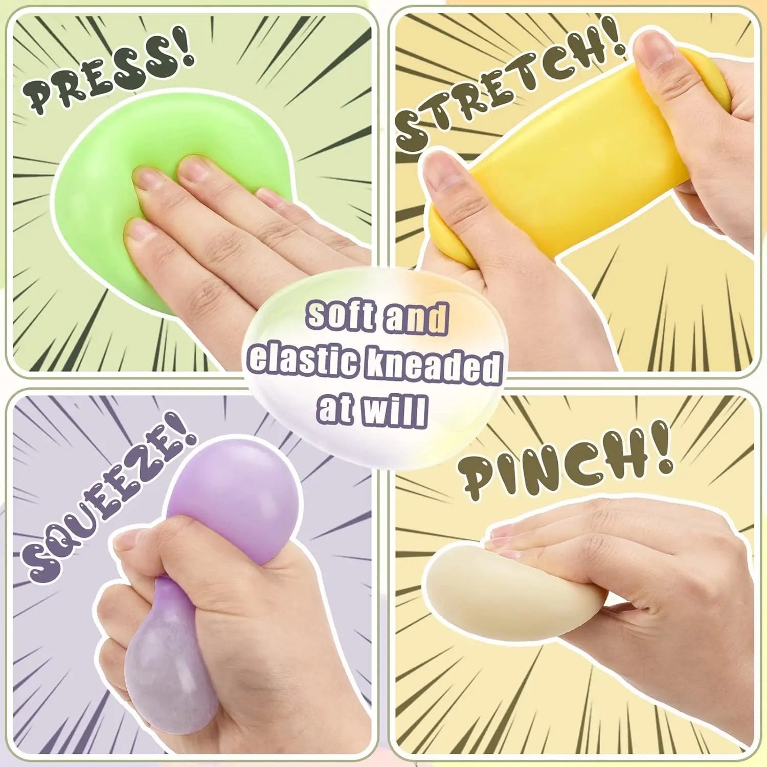 Colorful Dumpling Squishes Stress Balls Fidget Sensory Toys Simulation Food Squishies Bun with Steamer Squeeze Dough Ball Gifts - PureShop