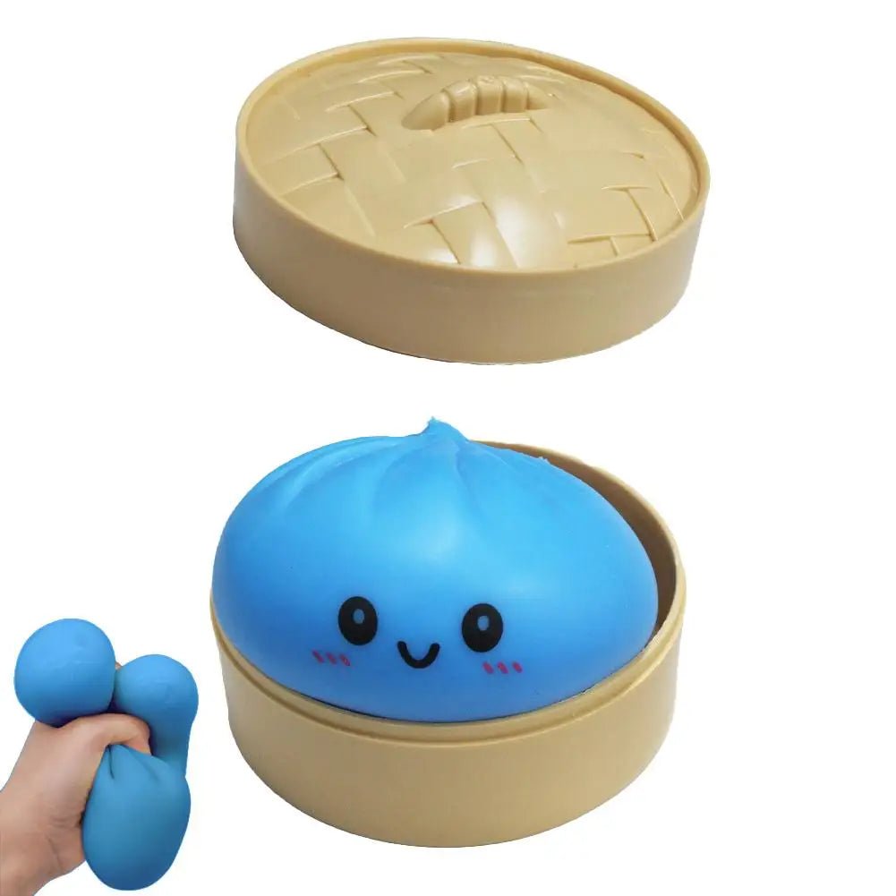 Colorful Dumpling Squishy Stress Relief Balls with Steamer Reusable Rebound Squeeze Reliever Toys Dough Ball Home Office Gifts - PureShop
