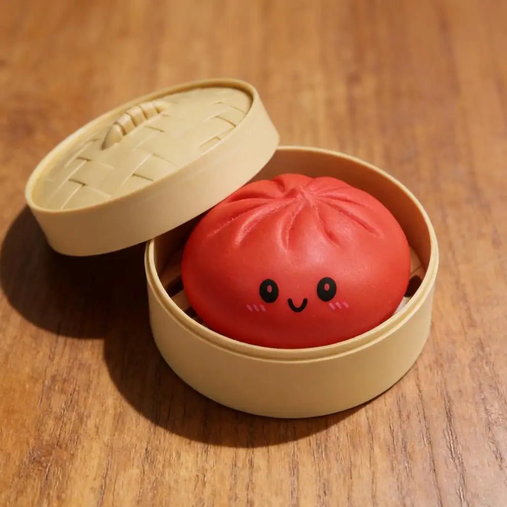 Colorful Dumpling Squishy Stress Relief Balls with Steamer Reusable Rebound Squeeze Reliever Toys Dough Ball Home Office Gifts - PureShop