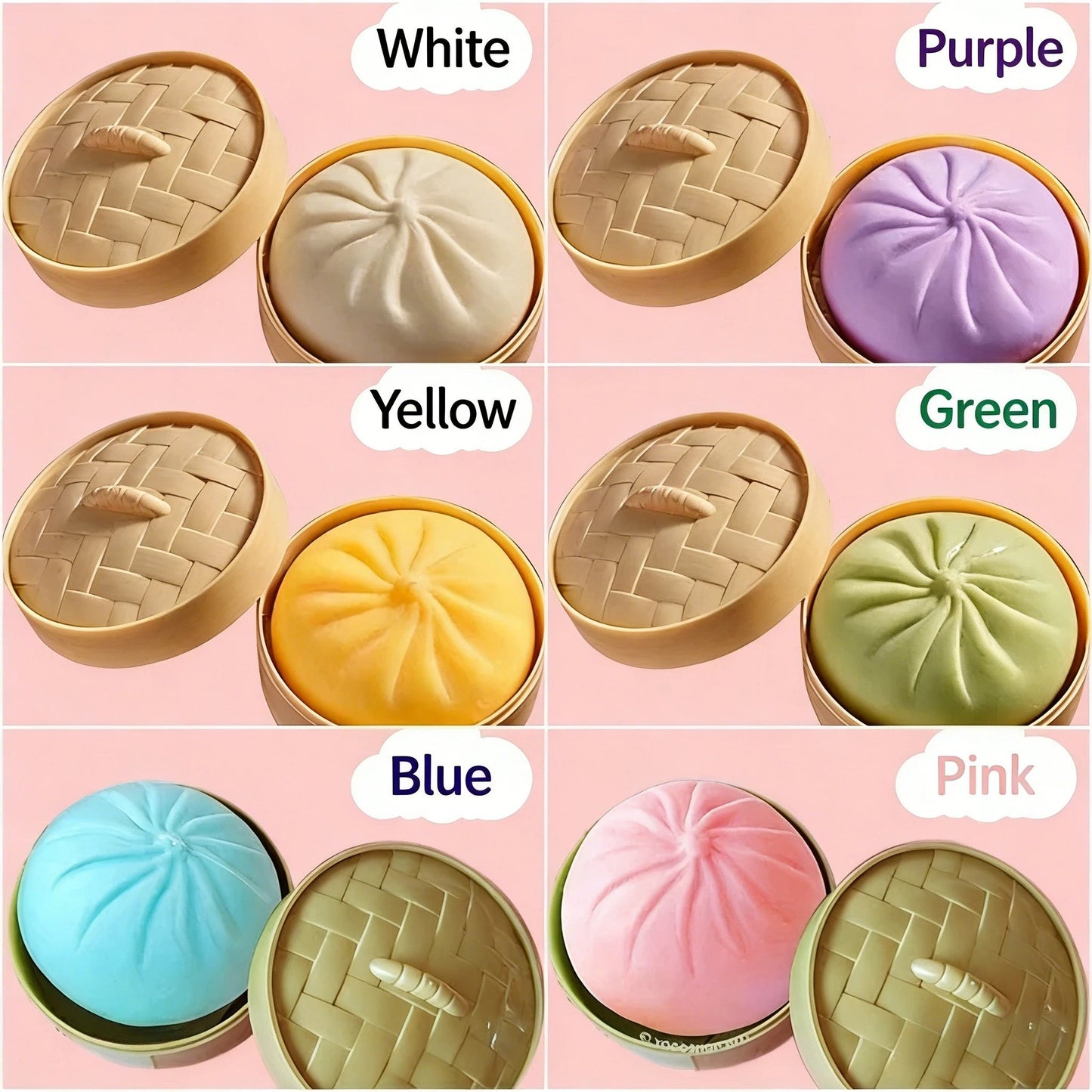 Colorful Squishy Steamed Buns Dumplings Stress Relief Fidget Toy Simulation Food Steamed Stuffed Bun Dough Squeeze Toys - PureShop