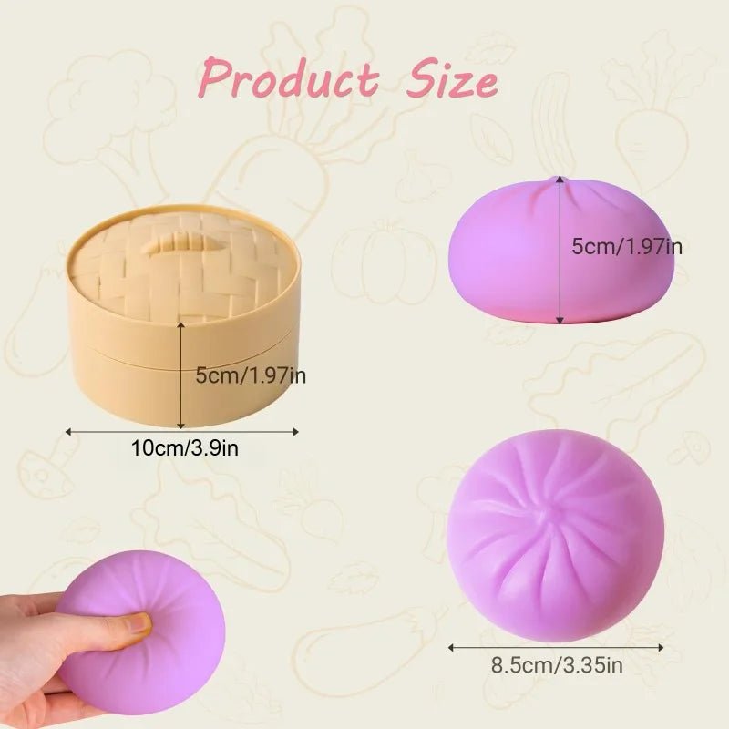 Colorful Squishy Steamed Buns Dumplings Stress Relief Fidget Toy Simulation Food Steamed Stuffed Bun Dough Squeeze Toys - PureShop