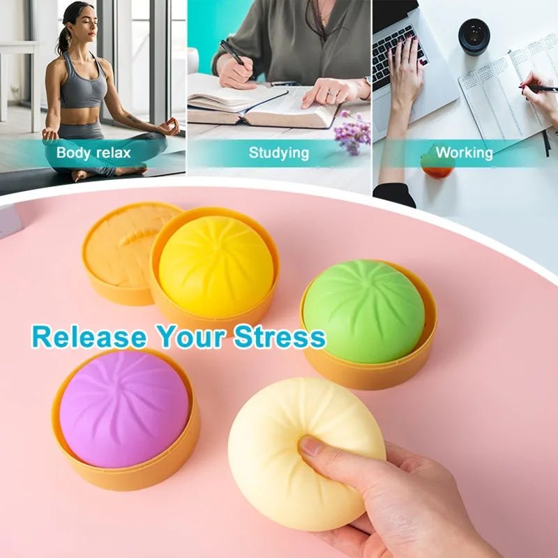 Colorful Squishy Steamed Buns Dumplings Stress Relief Fidget Toy Simulation Food Steamed Stuffed Bun Dough Squeeze Toys - PureShop