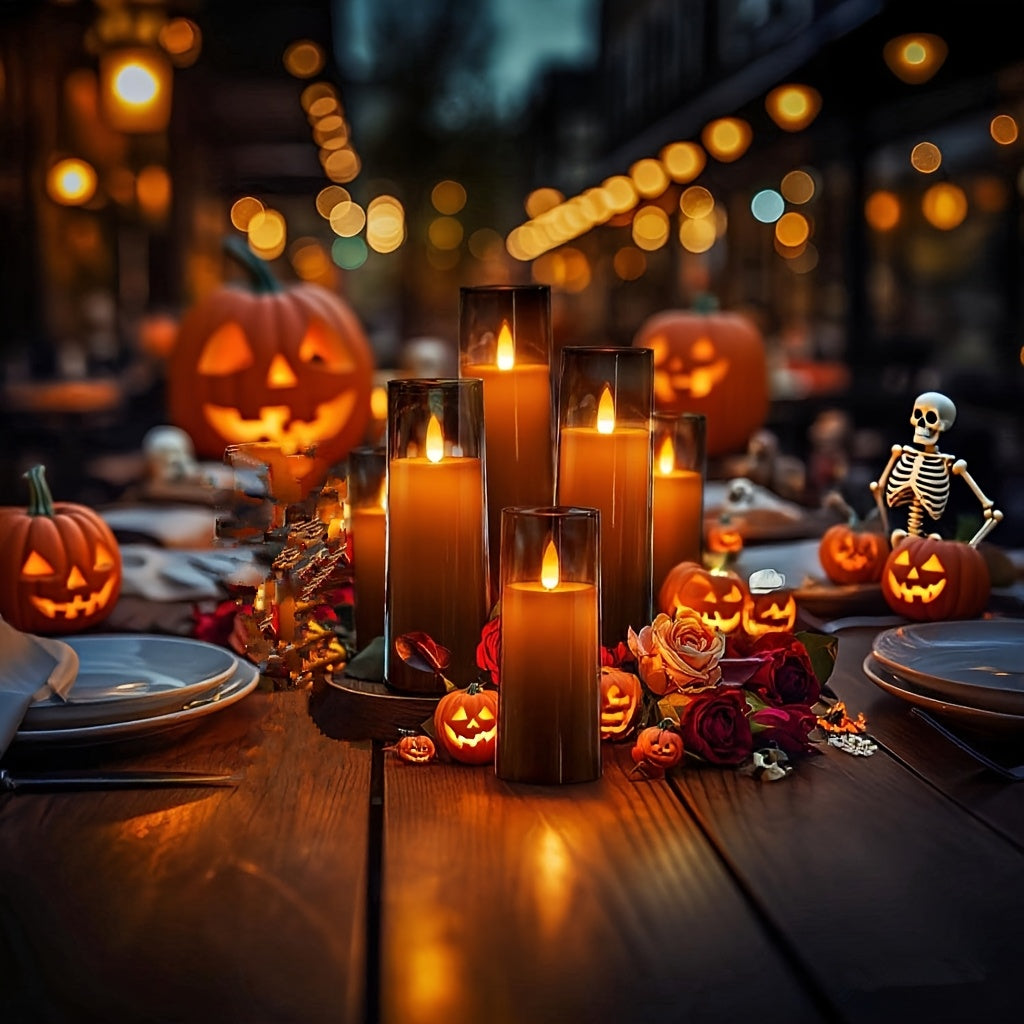 9pcs Flameless Candles, Flickering LED Pillar Candles, Battery Operated Candles with Remote & Timer, Decorative, Valentine's Day, Wedding, Home Decoration, Halloween, Christmas, Best for Christmas