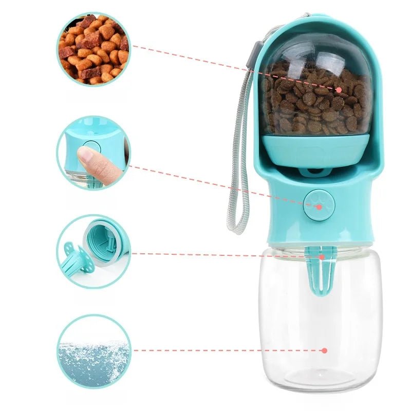 Portable Dog Cat Water Bottle with Food Container - PureShop