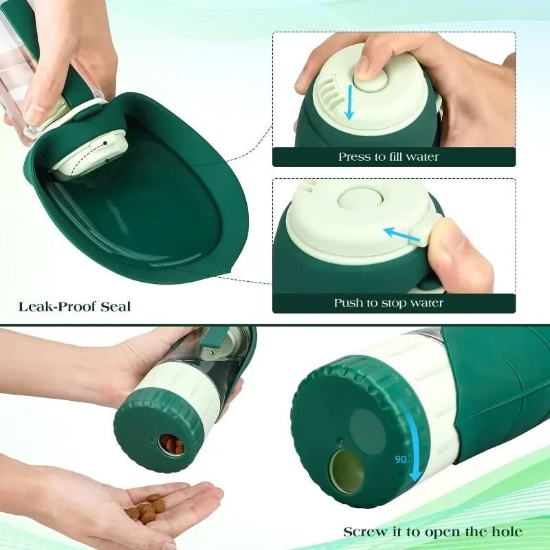 Dog Water Bottle Portable Dog Cat Puppy Pet Water Dispenser Feeder with Drinking Cup and Food Container Leak Proof for Outdoor - PureShop