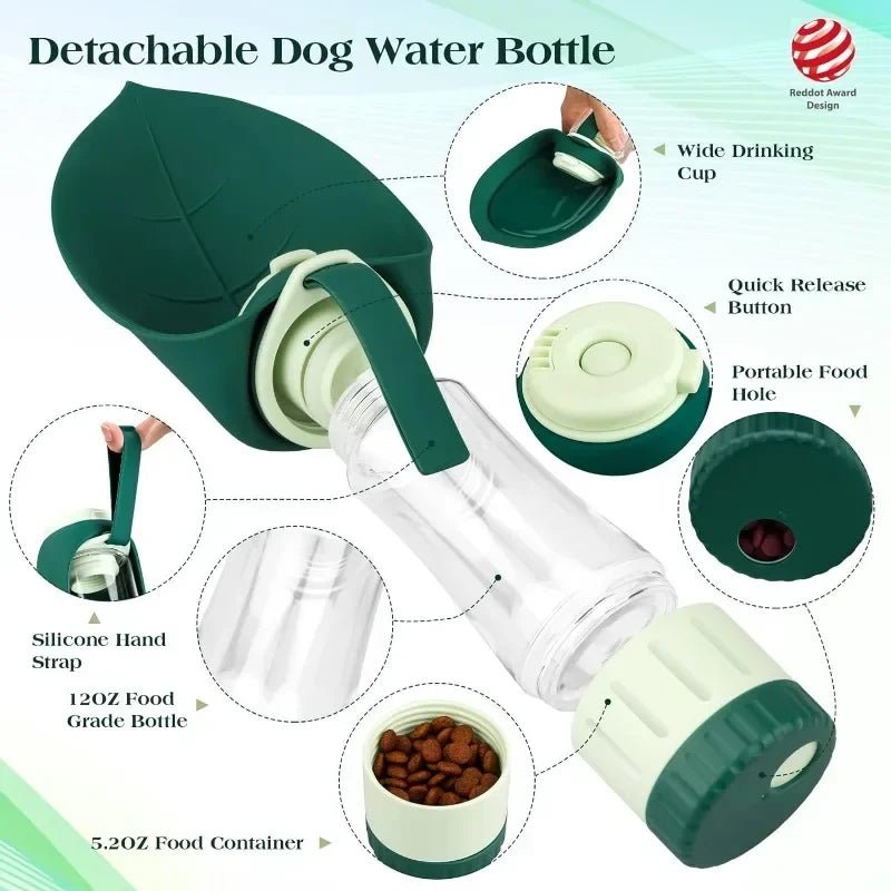 Dog Water Bottle Portable Dog Cat Puppy Pet Water Dispenser Feeder with Drinking Cup and Food Container Leak Proof for Outdoor - PureShop