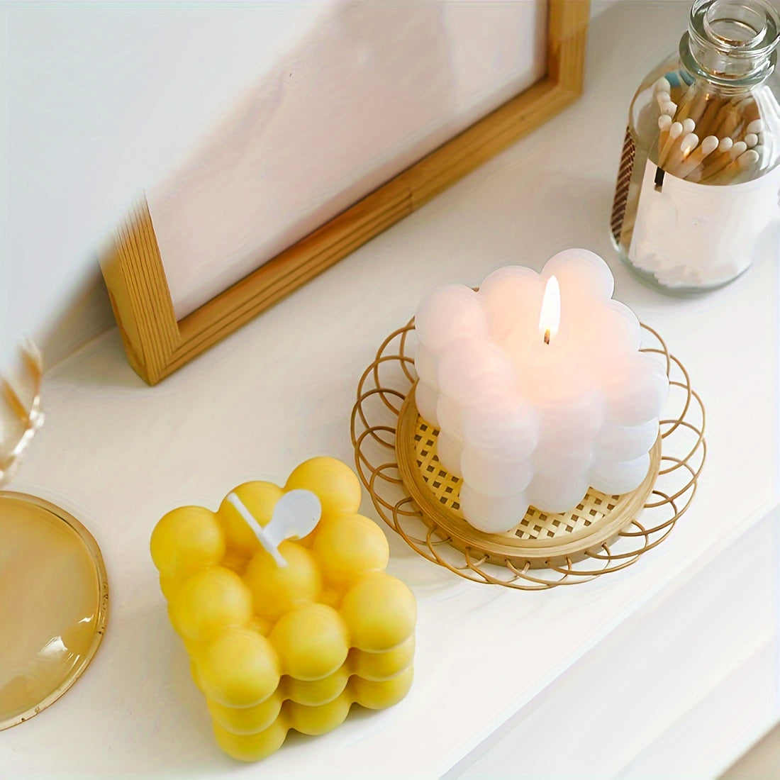 Silicone Candle Mold Set - 1pc/4pcs Octahedron & Cube Shapes for DIY Candles, Epoxy Resin Crafts,Clay Decorations, Wax Making, Decorative Rings