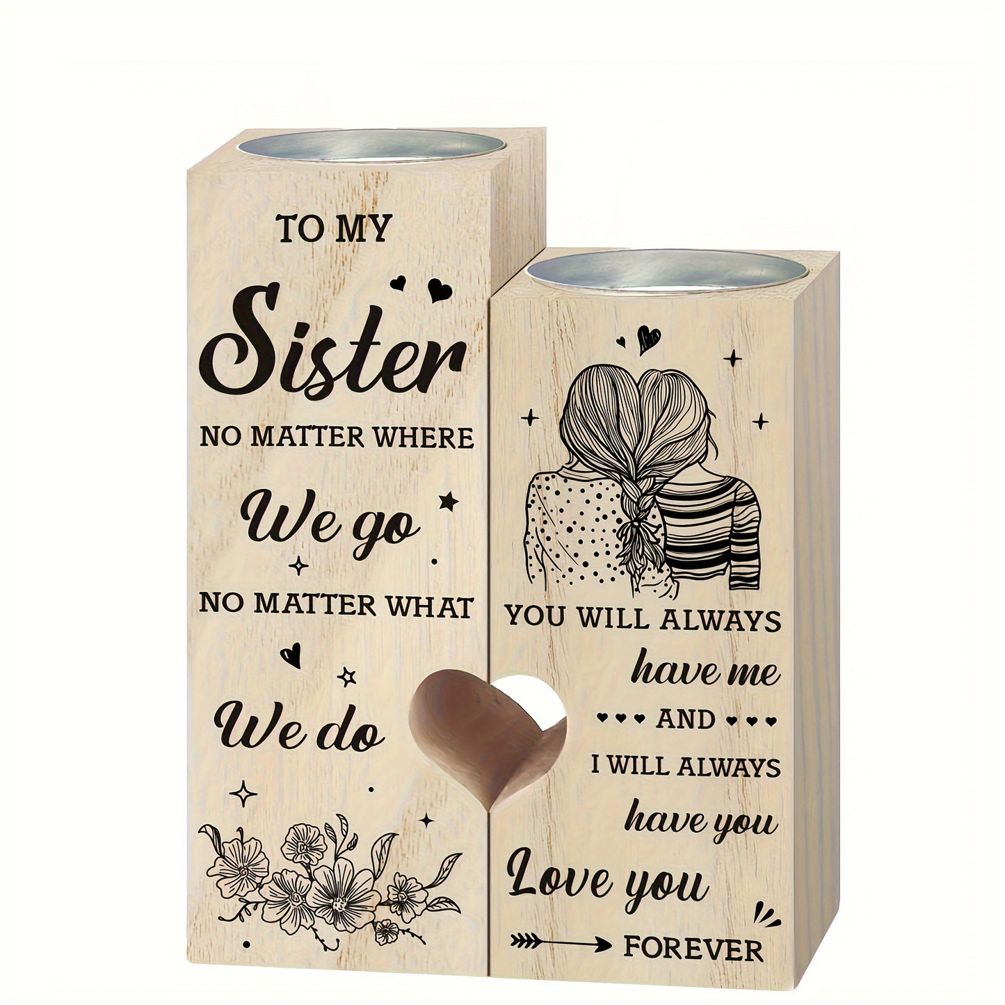 1pc Heart Shaped Candle Holders Gifts For Sister, Sister Birthday Gifts From Sister, Best Sister Gifts For Birthday Christmas Thanksgiving, Wedding, Thank You Gifts, Sister Gifts For Sister (no Candles)