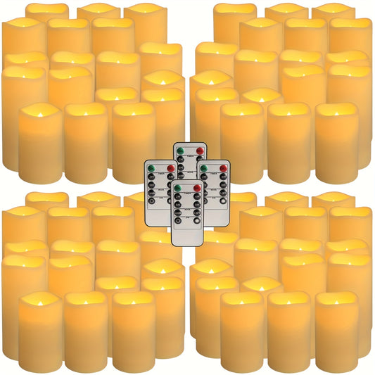 72 Indoor Outdoor Flameless Candle Lights, LED Candles with 4 Remotes And Timers (height 4 "5" 6 "X 2). 2 Inch) for Halloween Wedding Holiday Lights, Home Decorations, Gift-giving, Christmas IP44, Room Decor, Easter, Bedroom