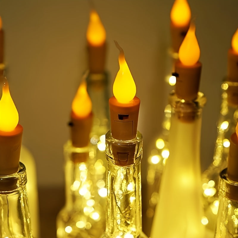 10packs Bottle Lights, LED Flameless Candles Cork Bottle String Lights, Battery Powered Silver Wire Mini Fairy Lights DIY, Party, Christmas, Wedding Decoration